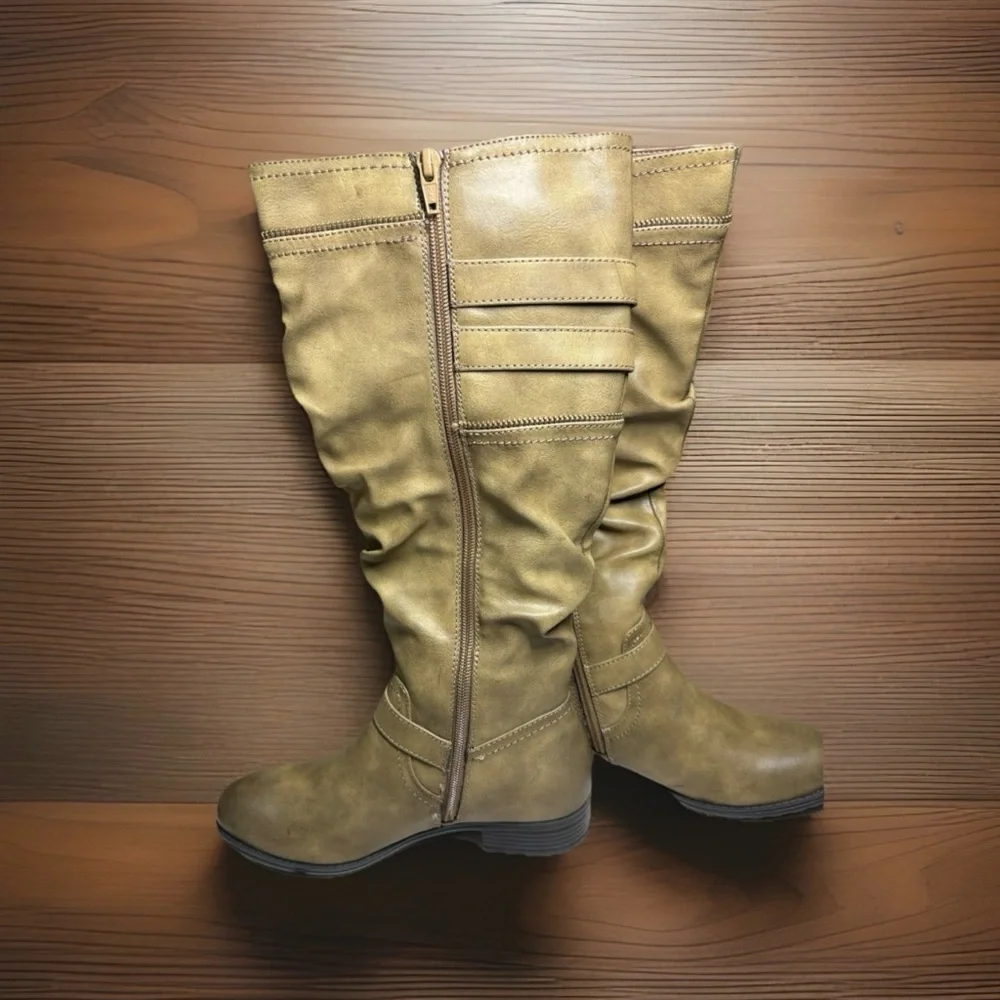 NWT White Mountain Ranger Mid Brown Burnished Smooth Side Zip Boots Women's 6.5